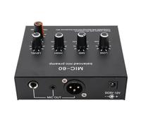 Lazmin112 Microphone Preamp, 60dB Gain Booster with 48V Power 3 Channel Input XLR 3.5mm 6.35mm Outputs, for Dynamic Condenser Microphones SM7B 55SH Recording Podcasting Live Streamin (With 3.5mm