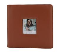Lazmin112 Photo Album Book, for 66.6x53.9mm Sizes, Pu Leather, Clear PP Film, 288 Individual Photo, Small Picture Albums with Secure Snap, for Birthday, Holiday, Anniversarie (Brown)