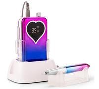 Lazmin112 Portable Nail Drill, 35000 RPM Rechargeable Electric Nail File Machine with LCD Display and 6 Drill Bits, for Acrylic Gel Nails Manicure Pedicure Salon Home Use (UK Plug)