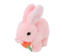 Lazmin112 Realistic Interactive Bunny Toy Plush Electronic Hopping Bunny for Kids Birthday Gift, Portable Playmate for Travel, Plush, 6.3x6.69x3.94in (Pink)