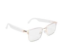 Lazmin112 Smart Glasses, Blue Light Filtering, Touch Control, Ai Voice Helper, Wireless Shoot, Hand Freely Calling, Music Playback, 8H Playback Time, Smart Sunglasses, for Men,Women (White Gold)