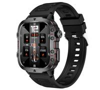 Lazmin112 Smart Watch, 1.96-Inch Hd Screen, Bt Answer/Make Call, Fitness Tracking, Voice Assistant, 30m Rainproof, Sleep Monitor, Flashlight, Music Control, 100 Faces, Sports Watch (Black)