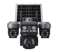Lazmin112 Solar Security Cameras Wireless Outdoor, 4G 2Mp Triple Lens, 4x Digital Zoom, 360° Detection, PIR Motion Detection, PTZ Security Camera With App, Night Vision, Usb Charg