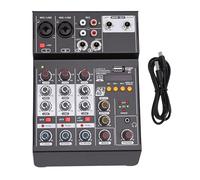 Lazmin112 Sound Mixer, 4 Channel Mixer with USB MP3 Bluetooth, XLR 6.35mm Input, 48V Power, for Computer Recording Karaoke Live Streaming Podcast