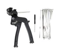 Lazmin112 Stainless Steel Cable Tie Gun Kit, Heavy Duty Metal Zip Ties Cutter with 100pcs 304 Stainless Steel, Adjustable Fastening Tool for Chain Link Fence Exhaust Pipe (Black)