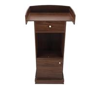 Lazmin112 Standing Pulpit Podium MDF Floor Lectern Desk with Storage Shelf for Classroom Office Wedding, Modern Wear-Proof Design for Public Speaking (Sandalwood Color)