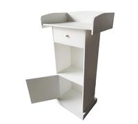 Lazmin112 Standing Pulpit Podium MDF Floor Lectern Desk with Storage Shelf for Classroom Office Wedding, Modern Wear-Proof Design for Public Speaking (Warm White)