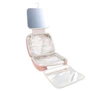 Lazmin112 Travel - -up Bag with Mirror, Large Capacity Portable Hanging Hook Trip Cosmetic Organizer with Mirror for The Trip (Pink)