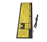 Lazmin112 USB Keyboard, Computer Accessory Large Letter Print Wired Yellow Button With Concealed Bracket Easy to Adjust Compatible for Vista/XP/OS X