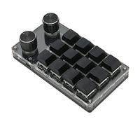 Lazmin112 USB Mini Keypad, One Handed Blue Switch Mechanical Keyboard, Wired USB Programmable Macro Keypad with 12 Key 2 Knob, RGB Light, for Office Gamer Designer