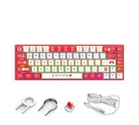 Lazmin112 Wired Gaming Keyboard, 68 Keys, 17 RGB Lighting Options, Red Switch, Hot Swappable Shaft, Double Color Keycaps, Portable Mechanical Keyboard, Noise Cancellation Cottom (Red and white
