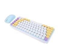 Lazmin112 Wireless Keyboard Mouse Set, 85 Key Retro Round Mechanical Keyboard with Multicolor Theme and 2.4G 2 Modes, with Detachable Round Keycaps, for PC Computer Laptop