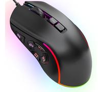 Lazmin112 X9 Wired Gaming Mouse, 10 Programmable Buttons with 14 RGB Lighting Effects, 6 Adjustable DPI 800-12800, Ergonomic Design, 1000Hz Polling Rate, with Powerful Macro Driver, for