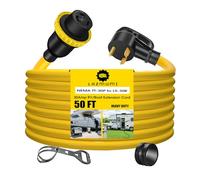 LAZMUMI 30A 1.5m Twist Lock NEMA TT-30P Male to NEMA L5-30R Heavy Duty 3 Prong Extension Cable with Handle and Organizer