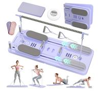 Lazolloa 5 in 1 Pilates Board, Foldable Pilates Reformer Set with Resistance Bands, Portable Pilates Sliding Board, Trainer Machine for Home Workout, Ab, Core, Fitness, Exercise