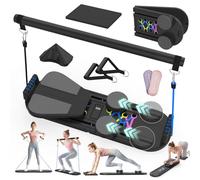 Lazolloa 7 in 1 Pilates Board, Portable Home Gym Equipment, Foldable Pilates Reformer Set with Timer, Mini Pilates Machine for Home Workout, Fitness, Exercise, Ab, Core