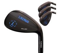 LAZRUS Premium Forged Golf Wedge Set for Men - 52 56 60 Degree Golf Wedges + Milled Face for More Spin - Great Golf Gift (Black, 3 Wedges (52,56,60)