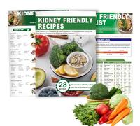 LAZTZQ Set 3 Kidney Friendly Food List Chart, Kidney Disease Diet Meal Plan, Hyperoxaluria, Oxalate Level, Low Sodium Potassium Phosphorus for CKD, Dialysis, Manage Hypertension