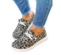 LAZUN Orthopedic Sneakers For Women Leopard Print Casual Comfort Walking Canvas Shoes Lightweight Non Slip Breathable Slip-On Sneaker Rounded Toe Travel Shoes (Color : Leopard print, Size : 3.5)