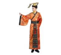Lazutom Men Ancient Chinese Hanfu Dress Ancient Chinese Han Dynasty Emperor Costumes Halloween Cosplay Stage Costume, Red, XX-L