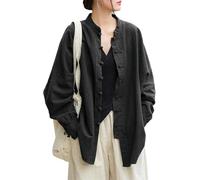 Lazutom Women's Cotton Linen Frog Button Mandarin Collar Chinese Martial Arts Kung Fu Tai Chi Shirt Tunic