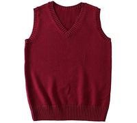 Lazutom Women's Sweater Vest Sleeveless V Neck Knit Vest Pullover Tops (10, Red)