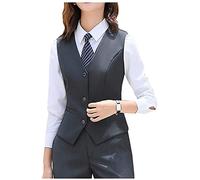 Lazutom Women's V Neck Dressy Suit Vest Waistcoat Button Down Business Work Gilets