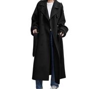 Lazutom Women's Winter Double Breasted Wool Wool Blend Coat Long Sleeve Notch Lapel Midi Long Winter Trench Coat with Belt