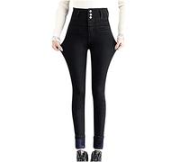 Lazutom Women's Winter Warm Thick Slim Fit Fleece Lined Skinny Stretch Jeans (Black C, 8)