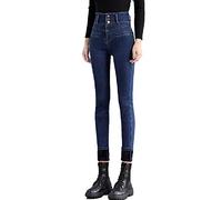 Lazutom Women's Winter Warm Thick Slim Fit Fleece Lined Skinny Stretch Jeans (Blue 3, UK 16)