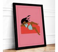 Lazy Afternoon Modern Framed Wall Art Print A1 (84.1×59.4cm) Black, Wall Decor for Living Room, Bedroom, Office & Home, Ready to Hang, Art Gift