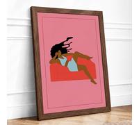 Lazy Afternoon Modern Framed Wall Art Print A1 (84.1×59.4cm) Walnut, Wall Decor for Living Room, Bedroom, Office & Home, Ready to Hang, Art Gift