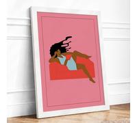 Lazy Afternoon Modern Framed Wall Art Print A1 (84.1×59.4cm) White, Wall Decor for Living Room, Bedroom, Office & Home, Ready to Hang, Art Gift