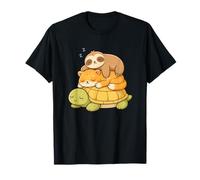 Lazy Animal Pile | Sleeping Sloth Cat and Turtle T-Shirt