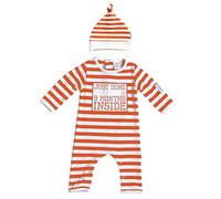 lazy baby Just Done 9 Months Inside New Born Baby Outfit - Orange Romper and Hat Baby Gift Set - 0-6 Months