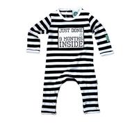 Lazy Baby® Just Done 9 Months Inside® Organic Baby Grow - Black and White - 0-6m