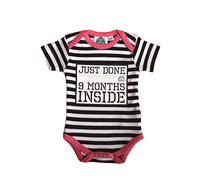 lazy baby New Born Baby Girl Gift - Just Done 9 Months Inside New Born Vest - Black and White Baby Bodysuit with Pink Trim - Newborn Size