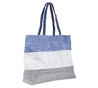 Lazy Beach Bag Women's Tote Beach Bag Shoulder, 3 Bands Blue, M