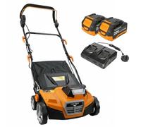 Lazy-Brush 40V Cordless Artificial Grass Power Brush - 380mm Lawn Sweeper - 5 Depth Settings - 50L Collection Bag - Inc. 2 x 4.0Ah Batteries & Dual Charger - Lifts & Revives Turf