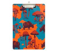 Lazy Buffalo Mushroom Blue and Orange Organizer clipboard Plastic for Teacher Nursing Size 9 x 12.5 Tabla para escribir con Clip
