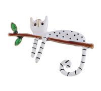 Lazy Cat Brooch Dotted Cat Cat Sitting On The Tree Brooches for Women Men Cat Branch Pin Badge Lightweight