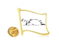 Lazy Cat Lying Line Art Deco Fashion Golden Metal Flag Lapel Pin Badge