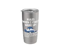 Lazy Cat Saying Rules When I First Wake-Up Get Out of My Way Stainless Steel Insulated Tumbler