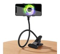 Lazy Cell Phone Clip Holder Gooseneck Clamp - Clamp Universal Lazy Mount Clip Hands Free Flexible Long Arm Bracket Grip （Rotate Freely） Stand for Bedroom Desktop Office Bathroom Kitchen