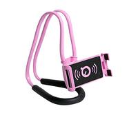 Lazy Cell Phone Mount Hanging on Neck, Xfaiz Flexible Long Arms Stand Clip Holder Stand 360 Rotating Multiple Functions for Desk Bed, Bike and Motorcycle (Pink)