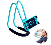 Lazy Cell Phone Mount Hanging on Neck, Xfaiz Flexible Long Arms Stand Clip Holder Stand 360 Rotating DIY Free Rotating Multiple Functions for Desk Bed, Bike and Motorcycle (Blue)