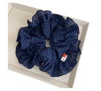 Lazy-chic Ruffled Lotus-patterned Hair Tie Luxurious-feel Large-size Versatile Band for Hair(Blue)