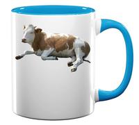 Lazy Cow Ceramic Tea Coffee Mug Light Blue