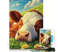 Lazy Cow Chillout on Meadow Jigsaw for Teenagers1000 Pieces Strong Logic Cozy Fun Joyful Challenge (38x26cm)