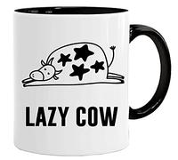 Lazy Cow Mug - Funny Cow Mug for Dad - Humorous Ceramic Coffee Cup with Gift Box - Ideal Birthday Present for Him